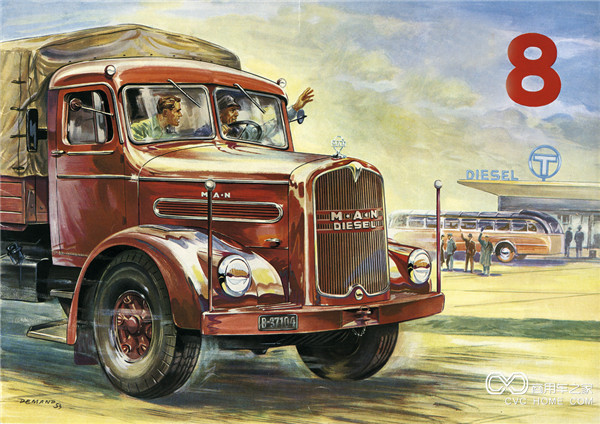 1951年,匹配了V8發動機的曼恩F8卡車，可達180 馬力。.jpg